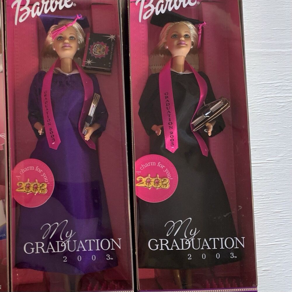 Barbie My Graduation 2003 Doll with Charm Mattel Black And Purple Lot Of 2